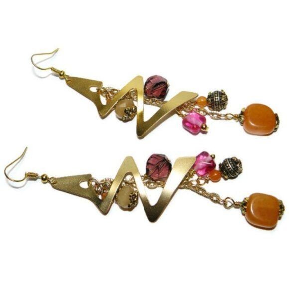 Space Age Style Earrings Handcrafted - Picture 1 of 4